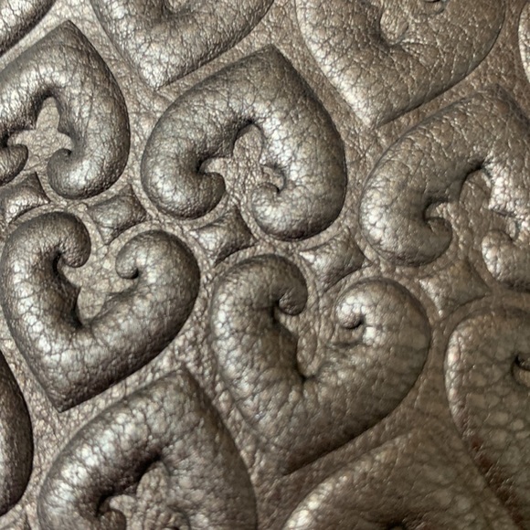 BRIGHTON! Pewter color leather bag. Kind of a heart pattern. - Picture 8 of 8